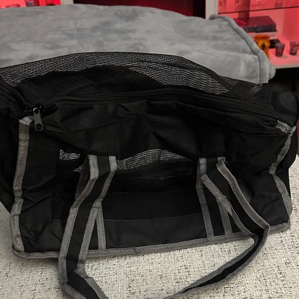 Black and Gray Mesh Tote carrier Bag for a small dog or cat